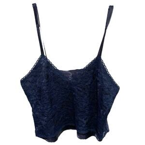 VTG 90s Victorias Secret Lace Cami Tank Top Size Medium Blue Gold Label Satin